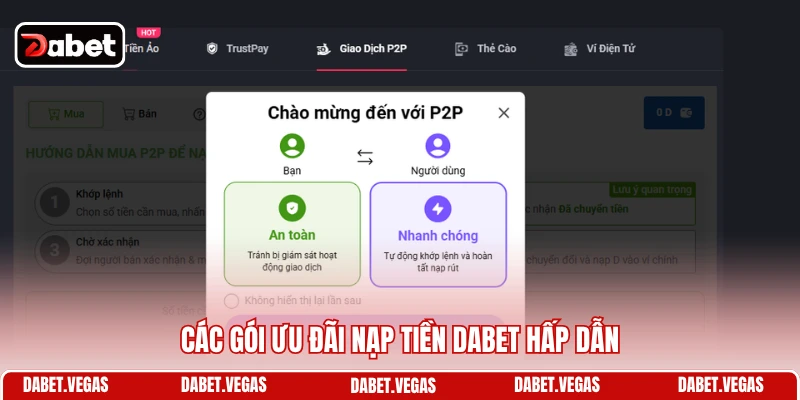 Các gói ưu đãi nạp tiền DABET hấp dẫn