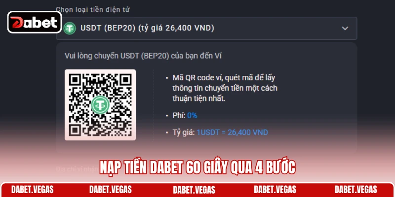 Nạp tiền DABET 60 giây qua 4 bước